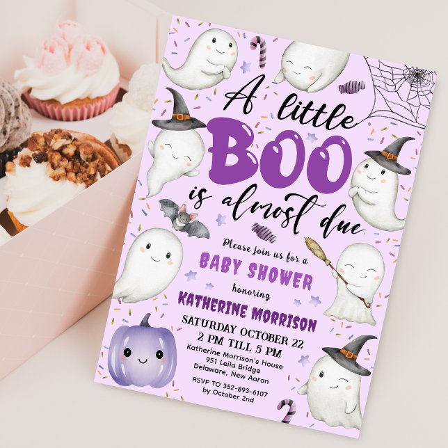 Invitación Chica Baby Shower de Halloween Morple Little Boo G (Subido por el creador)