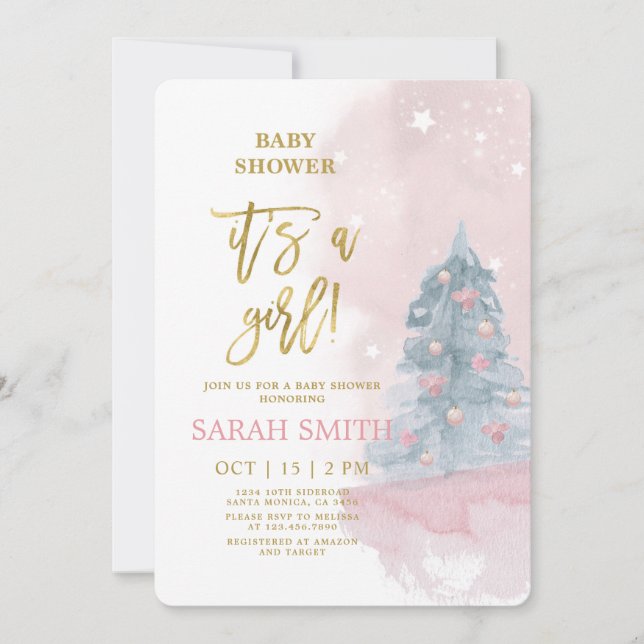 Invitación Chica Baby Shower de invierno (Anverso)