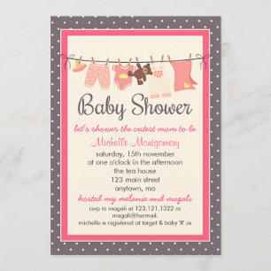 Invitación Chica Baby Shower de la línea de ropa dulce para b
