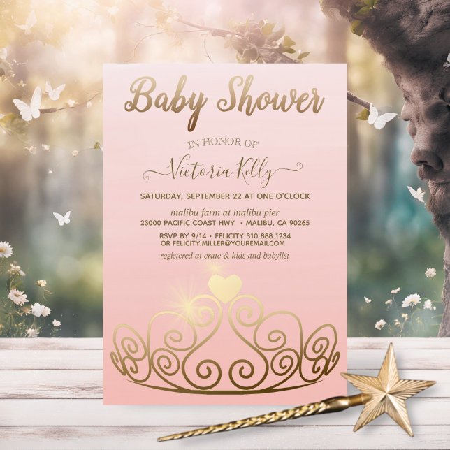 Invitación Chica Baby Shower de la mancha dorada rosada de la (Subido por el creador)