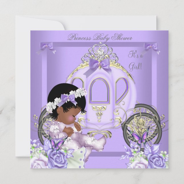 Invitación Chica Baby Shower de lavanda afroamericana 5 (Anverso)