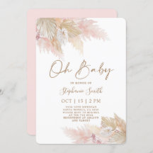 Chica Baby Shower de Moda de Boho Rosa Pampas Gras