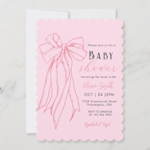 Invitación Chica Baby Shower de paro de coqueta rosa dibujado