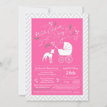 Chica Baby Shower de perro blanco rosado