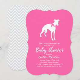 Invitación Chica Baby Shower de perro blanco rosado