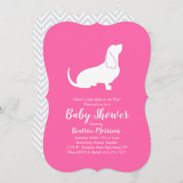 Invitación Chica Baby Shower de perro hondo basset