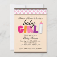 Chica Baby Shower de puntos de polka rosa
