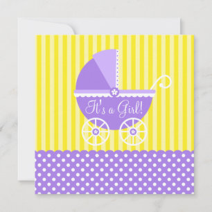 Invitación Chica Baby Shower de puntos de portaje morado amar