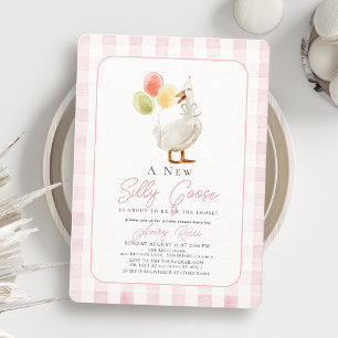 Invitación Chica Baby Shower de Silly Goose Pink Gingham