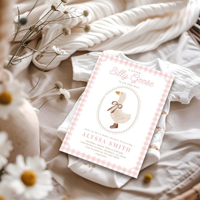Invitación Chica Baby Shower de Silly Goose Pink Gingham (Subido por el creador)