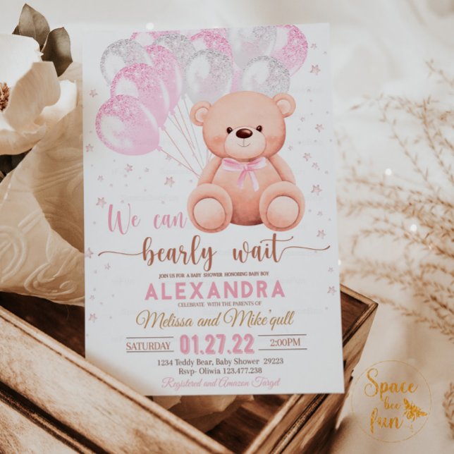 Invitación Chica Baby Shower de Teddy Bear (Subido por el creador)