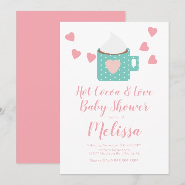 Invitación Chica Baby Shower de Valentine Cocoa Campfire Mug (Anverso / Reverso)