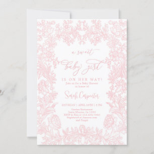 Invitación Chica Baby Shower del marco de la imagen de la tel