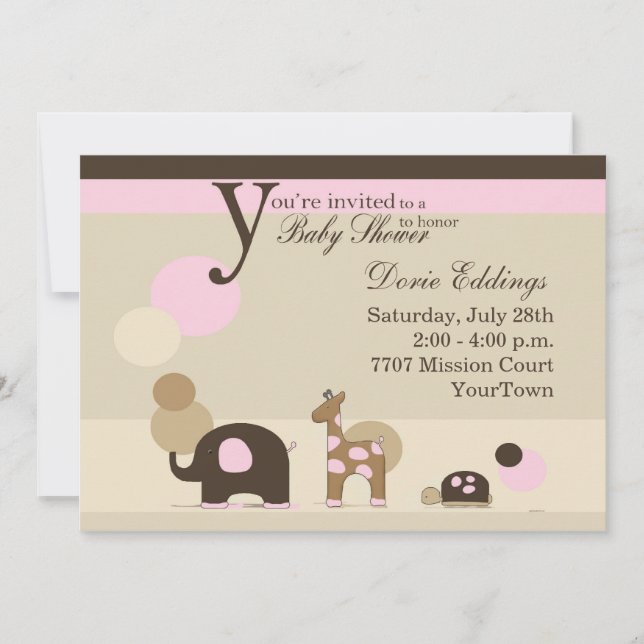 Invitación Chica Baby Shower del peluche (Anverso)