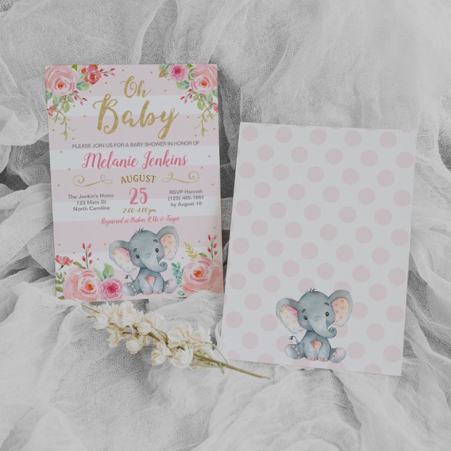 Invitación chica Baby Shower, Elephant Baby Shower (Subido por el creador)