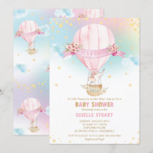 Chica Baby Shower Elephant Hot Air Balloon