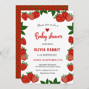 Invitación Chica Baby Shower fresco de fresa de fruta dulce