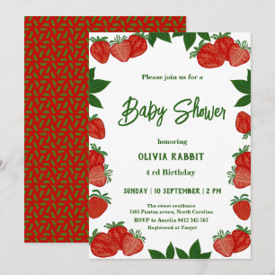 Invitación Chica Baby Shower fresco de fresa de fruta dulce