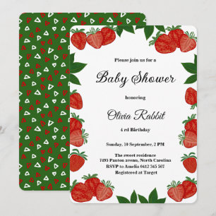 Invitación Chica Baby Shower fresco de fresa de fruta dulce