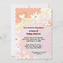 Invitación Chica Baby Shower Invi de la Groovy Daisy Peach de
