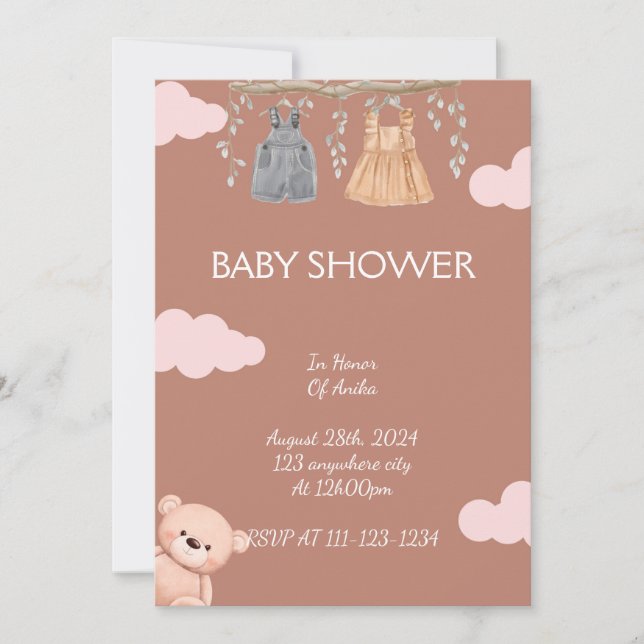 INVITACIÓN CHICA BABY SHOWER INVITATION (Anverso)
