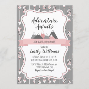 Invitación Chica Baby Shower Invitation Adventure