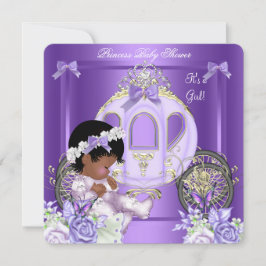 Invitación Chica Baby Shower Lavender afroamericano 5A