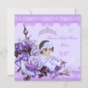 Invitación Chica Baby Shower Mariposa Lilac Brown Bebé Haitia