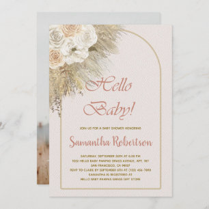 Invitación  Chica Baby Shower Pampas Grass Boho Floral Photo