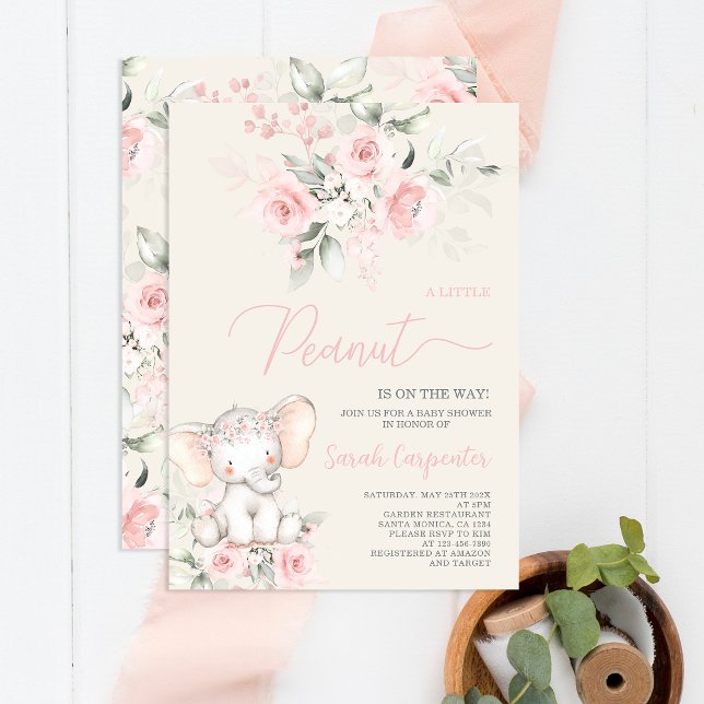 Invitación Chica Baby Shower para elefantes rosa de Rubor (Subido por el creador)