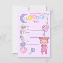 INVITACIÓN CHICA BABY SHOWER PARTY INVITATION