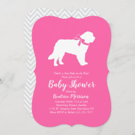 Invitación Chica Baby Shower Perro de San Bernardo Rosa
