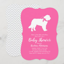 Invitación Chica Baby Shower Perro de San Bernardo Rosa