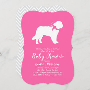 Invitación Chica Baby Shower Perro de San Bernardo Rosa