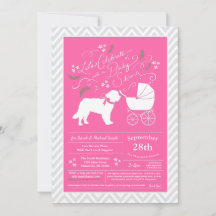 Chica Baby Shower Perro de San Bernardo Rosa