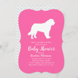 Invitación Chica Baby Shower Perro de San Bernardo Rosa