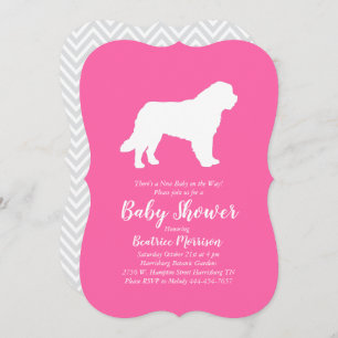 Invitación Chica Baby Shower Perro de San Bernardo Rosa