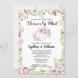 Invitación Chica Baby Shower por correo   Elegante floral de