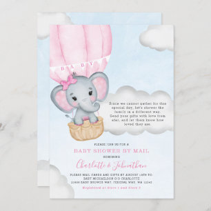 Invitación Chica Baby Shower Por Mail Pink Elephant