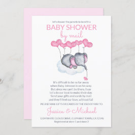 Invitación Chica Baby Shower por Mail Pink Elephant en la nub