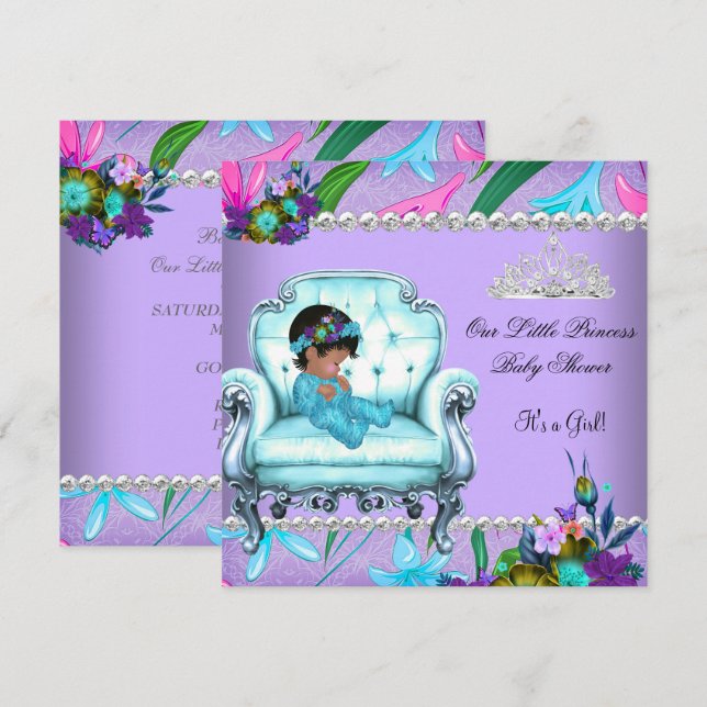 Invitación Chica Baby Shower Presidente Verde azulado rosa mo (Anverso / Reverso)