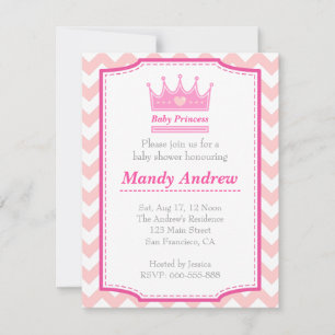Invitación Chica Baby Shower - Princesa de Bebé Rosa con Coro