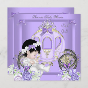 Invitación Chica Baby Shower Princess Carriage Lavender