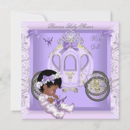 Invitación Chica Baby Shower Princess Carriage Lavender 3