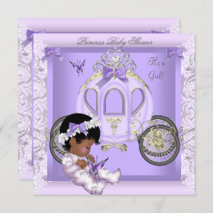 Invitación Chica Baby Shower Princess Carriage Lavender 3