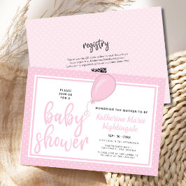 Invitación Chica Baby Shower Punto Polka Rosa BOHO Código QR