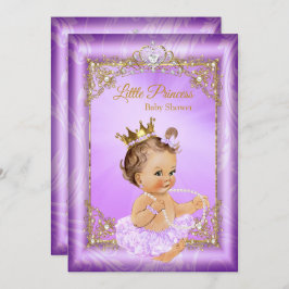 Invitación Chica Baby Shower Purple Gold Princess