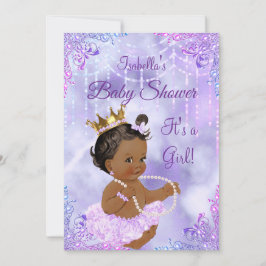 Invitación Chica Baby Shower Purple Lilac Pearl Ethnic