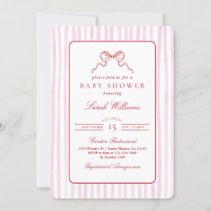 Invitación Chica Baby Shower rojo y rosa caprichoso