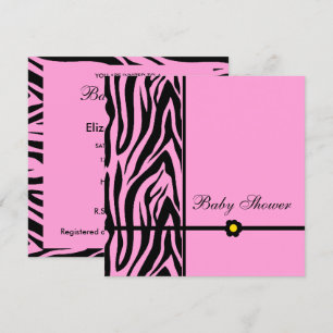 Invitación Chica Baby Shower rosa cebra